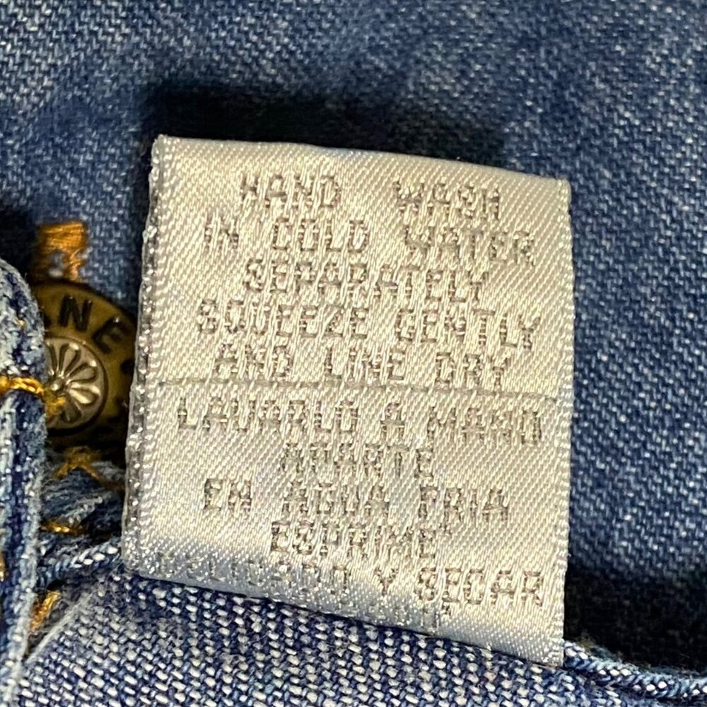 Jane Ashley‎ Petite Denim Jumper Maxi Dress PL Embroidered Y2K Faux Wrap Modest - Picture 6 of 6